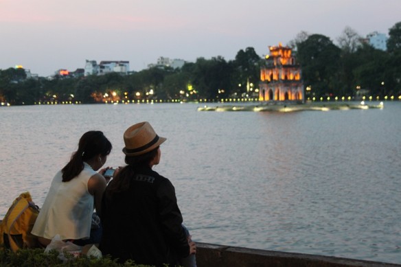 hanoi dusk lake temple