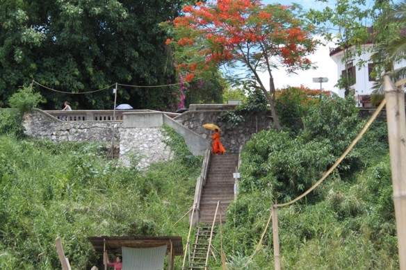 luang pravang stairs monk